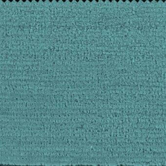 Teal fabric swatch with woven texture, displaying striped tonal variations and a jagged sawtooth edge, studio lighting.